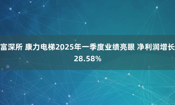 富深所 康力电梯2025年一季度业绩亮眼 净利润增长28.58%